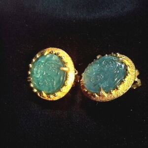 HOBE VINTAGE EARRINGS TURQUOISE STONE GOLDTONE